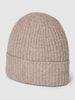 MCNEAL Beanie in riblook van kasjmier Zandkleur gemêleerd