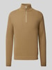 SELECTED HOMME Strickpullover mit gerippten Abschlüssen Modell 'DANE' Camel