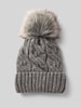 Kurt Beines Strickmütze mit breitem Umschlag und Bommel Anthrazit Melange