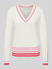 LIU JO SPORT Strickpullover mit V-Ausschnitt Offwhite