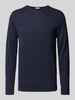 Profuomo Gebreide pullover met ribboorden Marineblauw