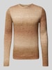 Blend Sweter z dzianiny z prążkowanymi wykończeniami Camel