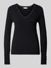 Liu Jo White Strickpullover mit V-Ausschnitt Black