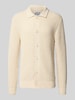 JAKE*S STUDIO MEN Gebreid jack met structuurmotief en polokraag Ecru