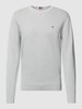 Tommy Hilfiger Gebreide pullover met labelstitching, model 'CHAIN' Zilver gemêleerd