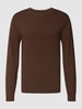 MCNEAL Pullover mit geripptem Rundhalsausschnitt Mittelbraun meliert