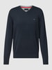 Christian Berg Men Sweatshirt mit V-Ausschnitt Marineblau meliert