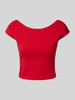 Review Cropped T-Shirt mit U-Boot-Ausschnitt Rot