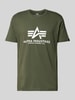 Alpha Industries T-shirt z nadrukiem z logo Ciemnozielony