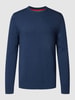 Christian Berg Men Gebreide pullover met ronde hals Metallic blauw gemêleerd