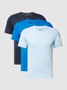 BOSS T-shirt met logostitching in een set van 3 stuks Blauw