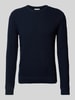 Tom Tailor Regular Fit Strickpullover aus reiner Baumwolle mit Strickmuster Marine