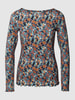 Tom Tailor Longsleeve mit Wellensaum und Allover-Muster Marineblau