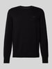 s.Oliver RED LABEL Regular Fit Strickpullover aus reiner Baumwolle mit Label-Stitching Black