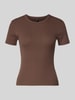 Only Slim fit T-shirt van katoenmix, model 'VAL LIFE' Chocoladebruin