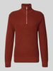 MCNEAL Strickpullover mit Troyer-Kragen Dunkelrot