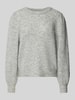 Selected Femme Gebreide pullover met ballonmouwen, model 'SLFLULU' Lichtgrijs