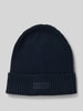 CK Calvin Klein Gebreide muts met kasjmier en labelpatch Donkerblauw