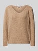 ZABAIONE Gebreide pullover met ribboorden Taupe