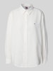Tommy Jeans Relaxed Fit Blusenshirt aus Baumwoll-Leinen-Mix Weiss