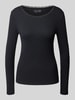 Christian Berg Woman Pyjamabovendeel in riblook met kant Zwart