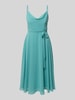 Jake*s Cocktail Knielanges Cocktailkleid mit Bindegürtel Blau