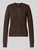 Pieces Regular fit gebreid jack met wol, model 'MALOU' Chocoladebruin gemêleerd