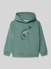 Mayoral Bluza o kroju regular fit z kapturem i nadrukiem z motywem Zielony