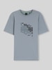 BOSS Green Relaxed Fit T-Shirt aus Baumwoll-Mix Modell 'TS_NETWORK FLAG' Rauchblau