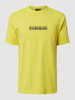 Napapijri T-shirt met logo, model 'Box' Lichtgeel