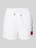 HUGO Regular Fit Badeshorts mit Label-Patch Modell 'DOMINICA' Weiss