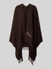 MaxMara Leisure Poncho aus Woll-Mix mit Label-Stitching Modell 'MARTORA' Hellbraun