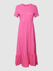 Only Midikleid mit geripptem Rundhalsausschnitt Modell 'PEPLUM' Pink