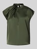Neo Noir Blousetop van satijn met knoopdetail model 'Fleur Drapy' Donkerblauw