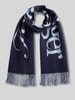 Tommy Hilfiger Sjaal van zuivere wol model 'SCRIPT' Marineblauw