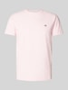 Gant T-shirt o kroju slim fit z wyhaftowanym logo Mocnoróżowy