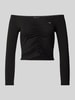 Tommy Jeans Cropped Longsleeve mit Label-Stitching Black