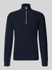 MCNEAL Slim Fit Strickpullover aus reiner Baumwolle mit Troyer-Kragen Marine