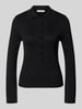 Selected Femme Slim fit shirt met lange mouwen van een mix van lyocell en katoen, model 'FLURA LUREX' Zwart