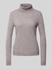 Christian Berg Woman Rollkragenpullover mit gerippten Abschlüssen Taupe Melange