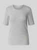 OPUS Strickshirt mit Rundhalsausschnitt Modell 'Sulchen' Hellgrau