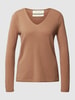 Christian Berg Woman Strickpullover aus Kaschmir mit V-Ausschnitt Mittelbraun