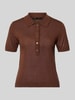 MANGO Strickshirt mit Polokragen und kurzer Knopfleiste Modell 'TENCYP' Dunkelbraun