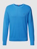 Tommy Hilfiger Gebreide pullover met labelstitching, model 'CHAIN' Aquablauw