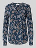 Christian Berg Woman Blouseshirt van viscose met V-hals Donkerblauw