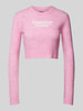 Tommy Jeans Cropped Strickpullover mit Label-Print Pink