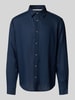 s.Oliver RED LABEL Regular Fit Leinenhemd mit Sportmanschetten Dunkelblau