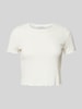 Guess Cropped T-Shirt in unifarbenem Design Offwhite
