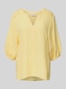 FREE/QUENT Relaxed fit linnen blouse met tuniekkraag, model 'Lava' Lichtgeel
