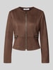 ZABAIONE Kunstlederjacke mit Zierreißverschluss Mittelbraun